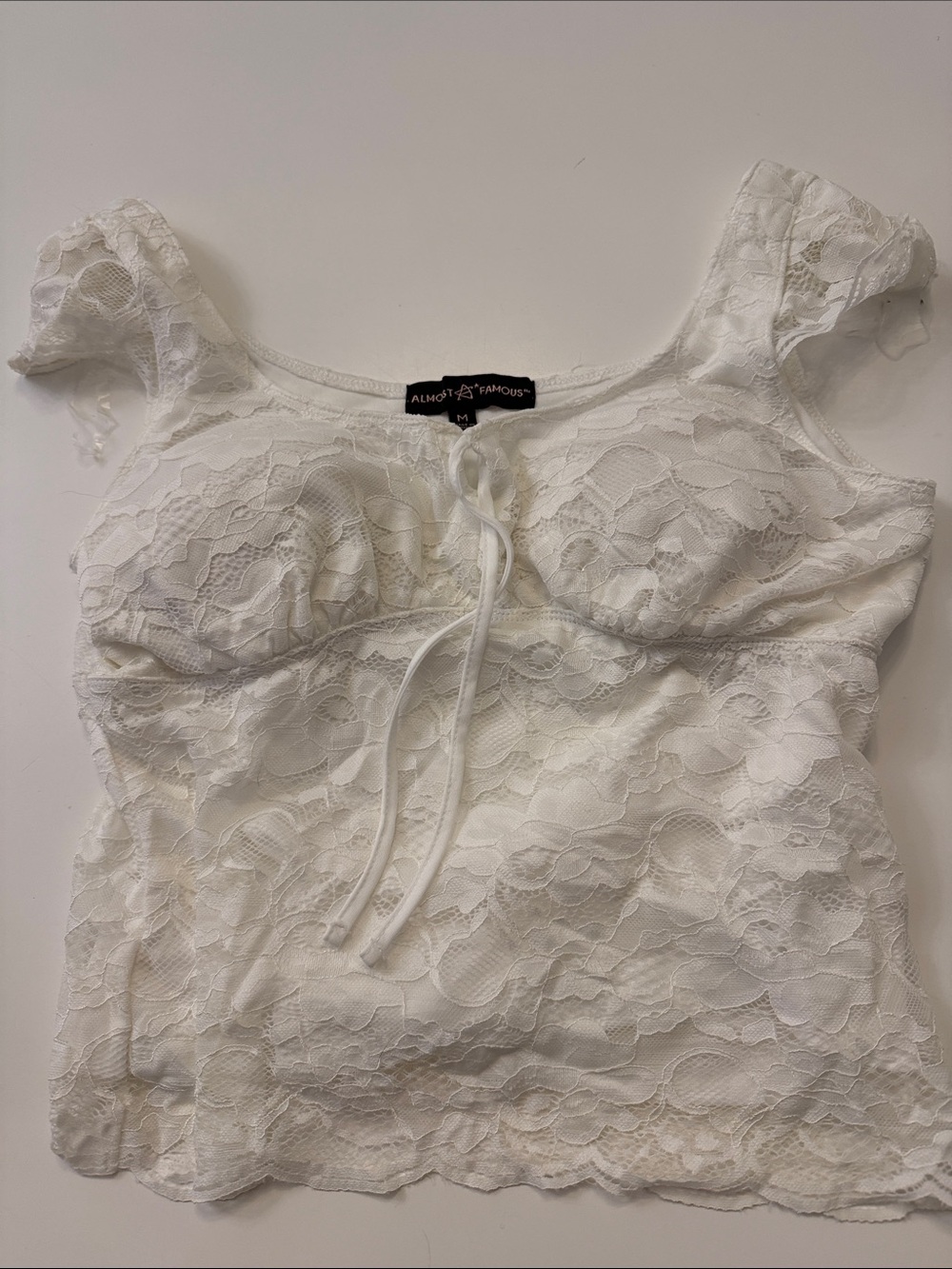 Almost Famous White Lace Corset-Style Camisole Top